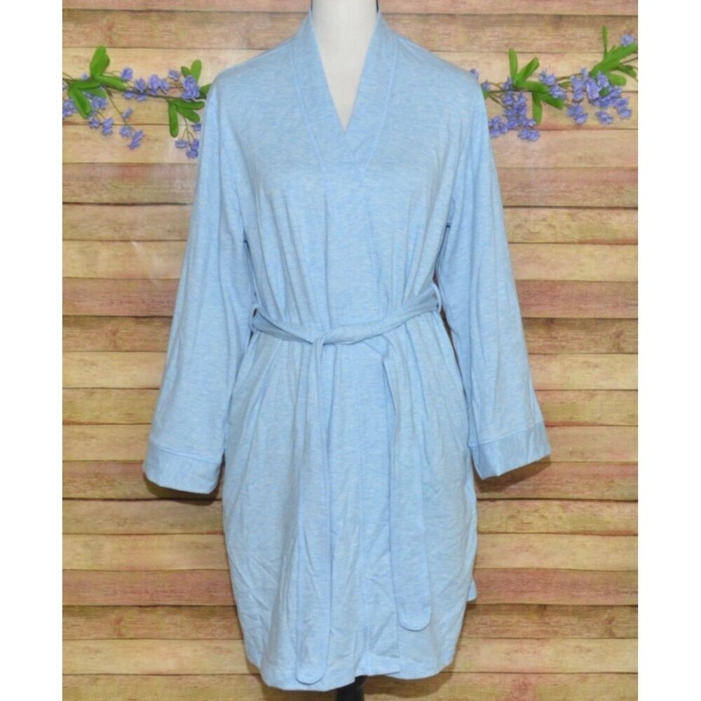 Charter Club Intimates Ladies Blue Soft French Terry Robe Size L Pockets Belt